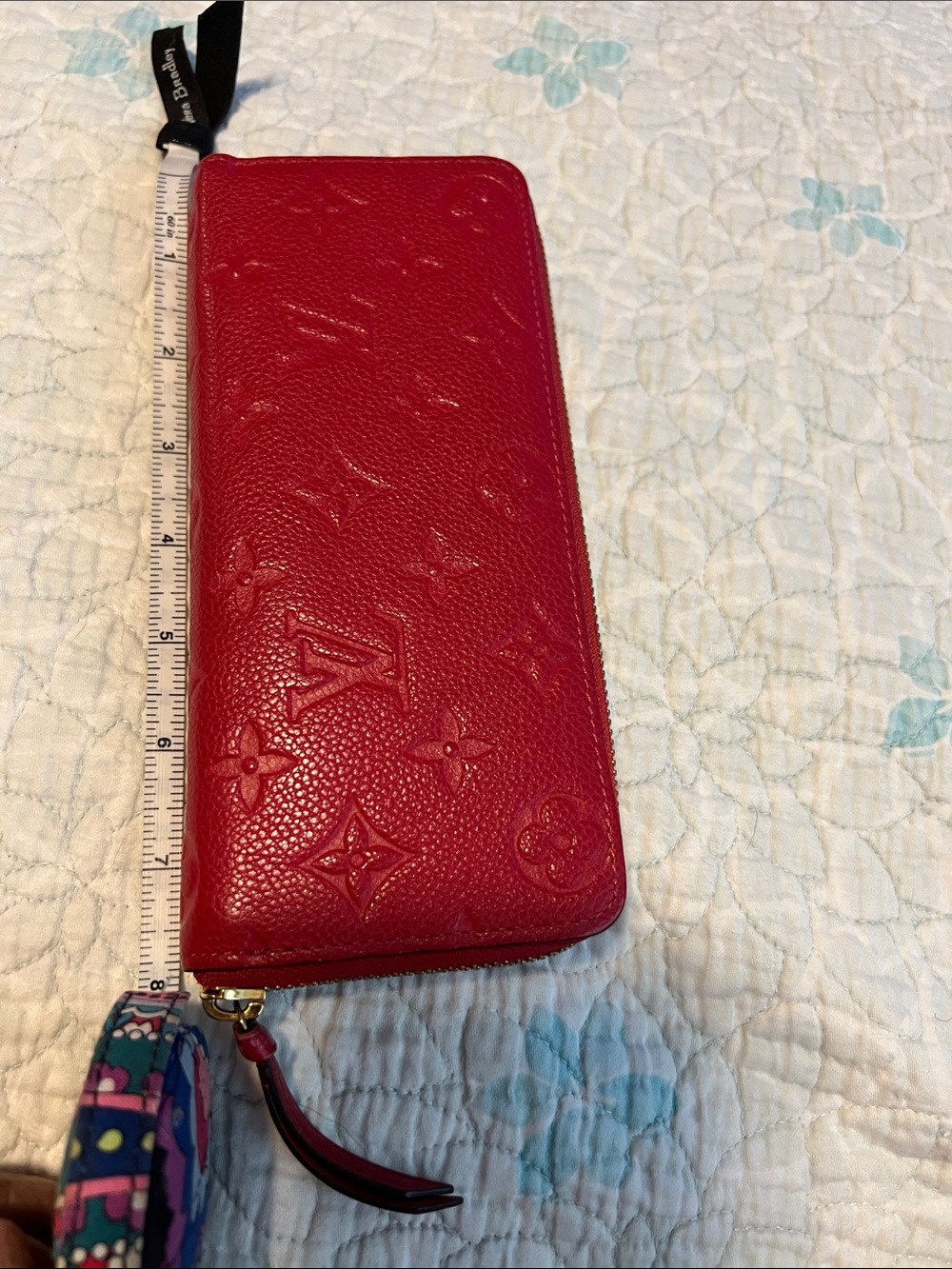 Louis Vuitton Embossed Red Zip-Around Wallet